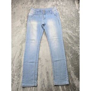 Tush Push Colombian Jeans Womens Sz 17 High Waist Push Up Straight Light Wash